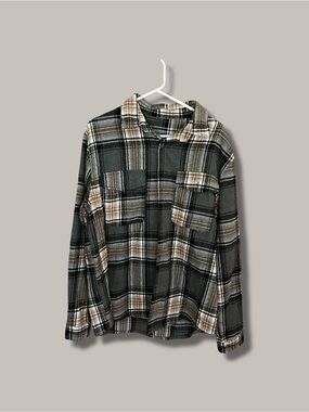 SHEIN Black, Brown & Cream Plaid Jacket